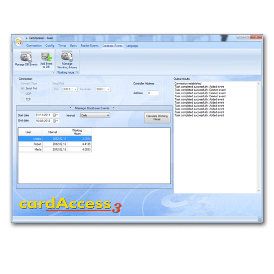 CardAccess3 calcule les heures de travail