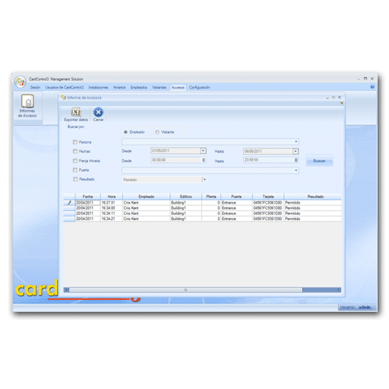 CardControl3 rapport des accès