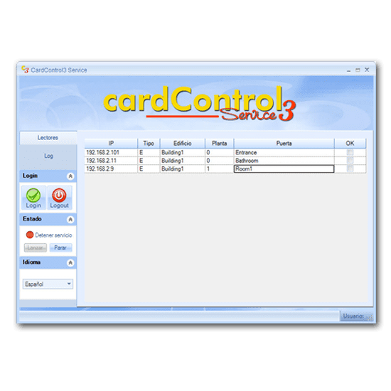 Interface de gestion des accès dans CardControl3
