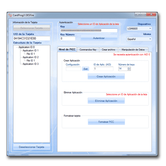 Logiciel CardProg3 DESFire